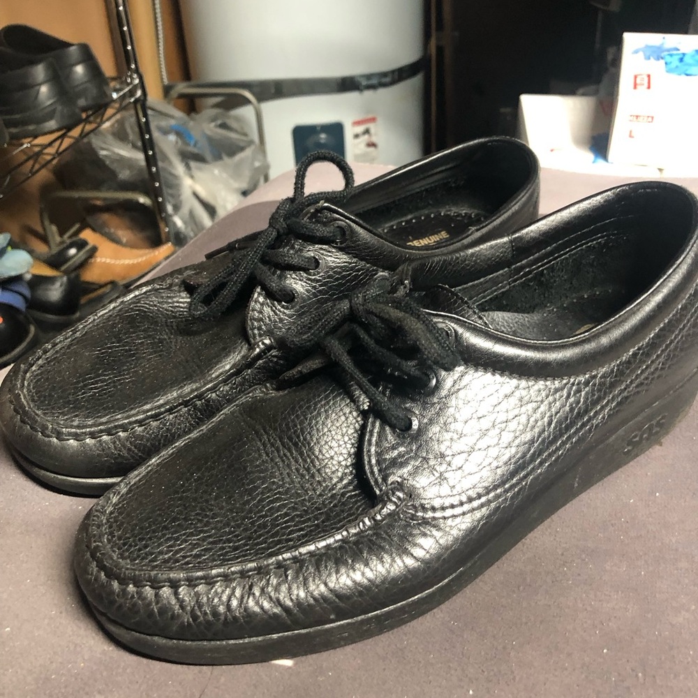 SAS Amigo Men’s Black Leather Slip-On Lace oxfords Loafers Shoes Size 10.5W